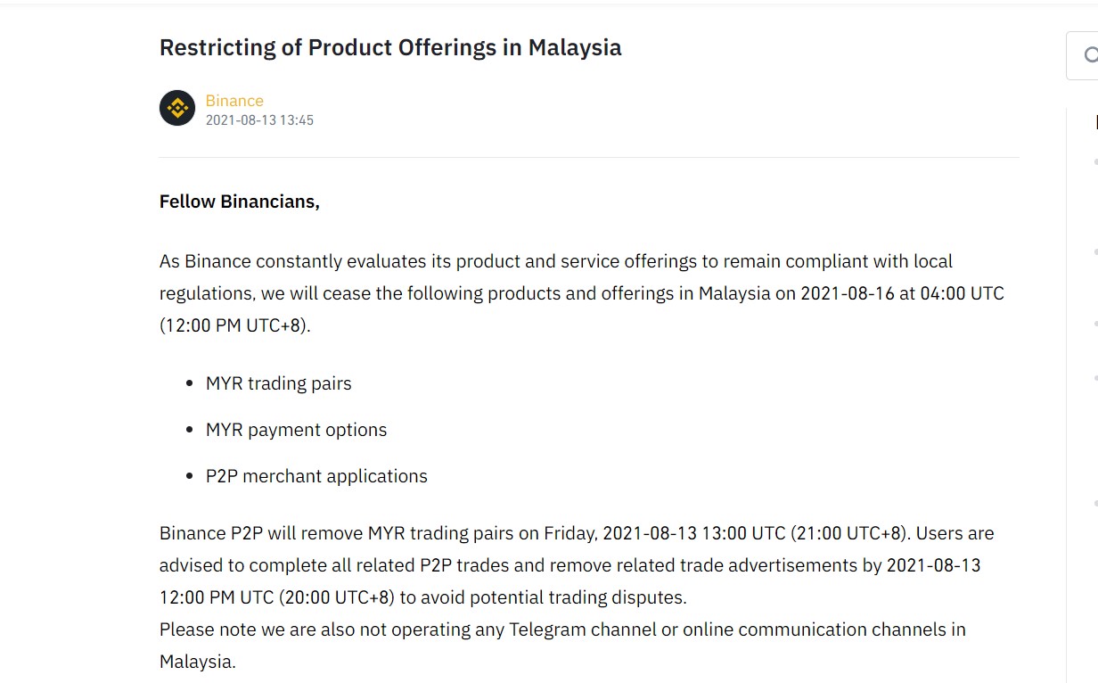 In malaysia banned binance Malaysia Orders